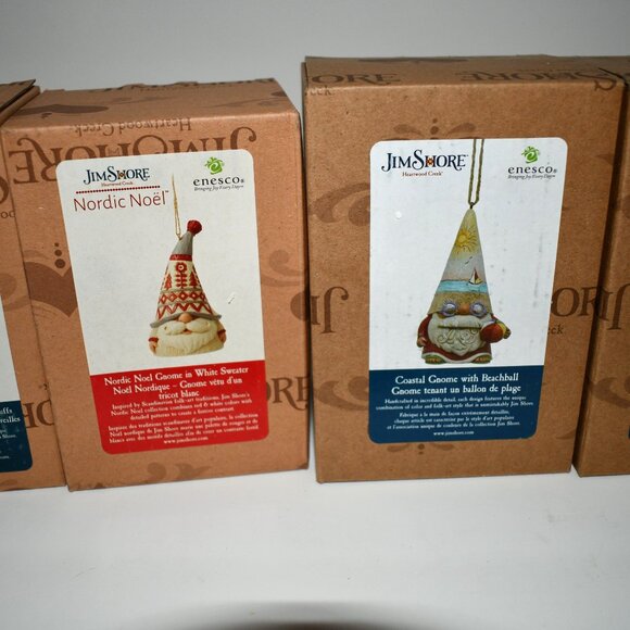 Enesco Jim Shore Set of 6 Ornaments NWT Details: Nordic Noel Gnome Flap Hat Orna - Picture 3 of 7